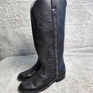 NEW IN BOX Liberty Black Leather Cowboy Western Knee High Riding Boots Women 6 B